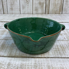 Spanish Terracotta Wide Based Bowls with Handles and Lip - 3 colours