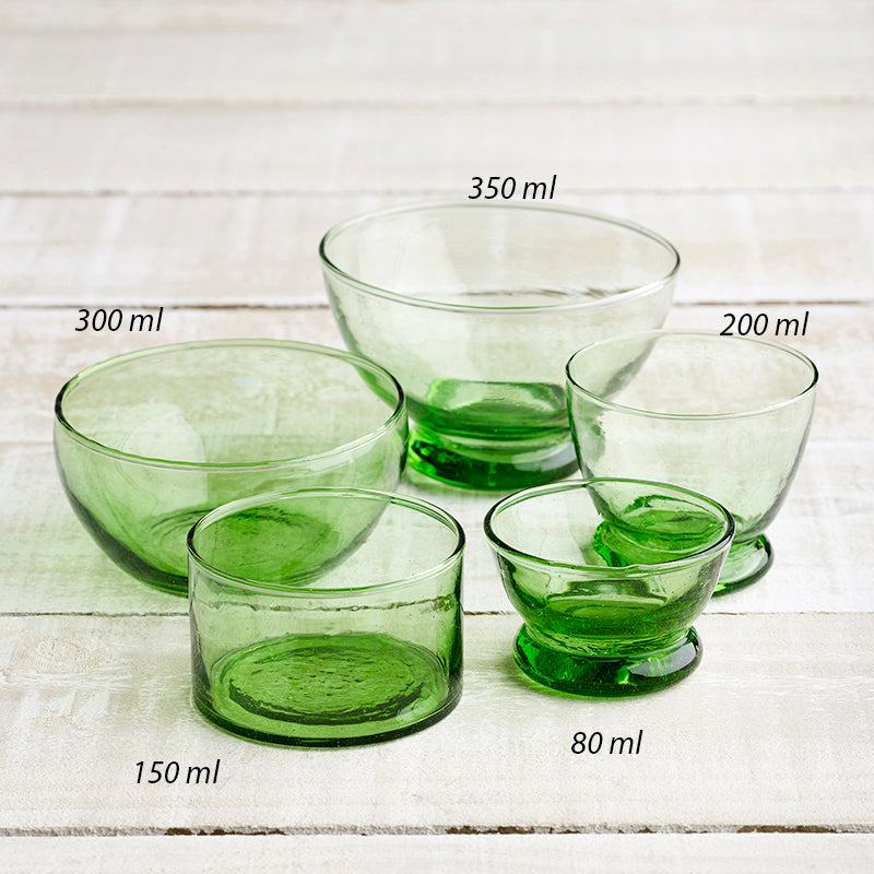 Glass bowls green hand made