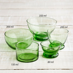 Glass bowls green hand made