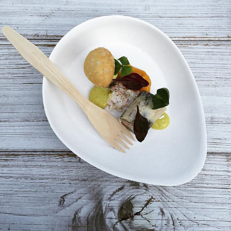 Natural Tableware Waxed Wooden Fork - single use