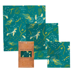 Bees Wrap Oceans Print small, medium, large in one pack