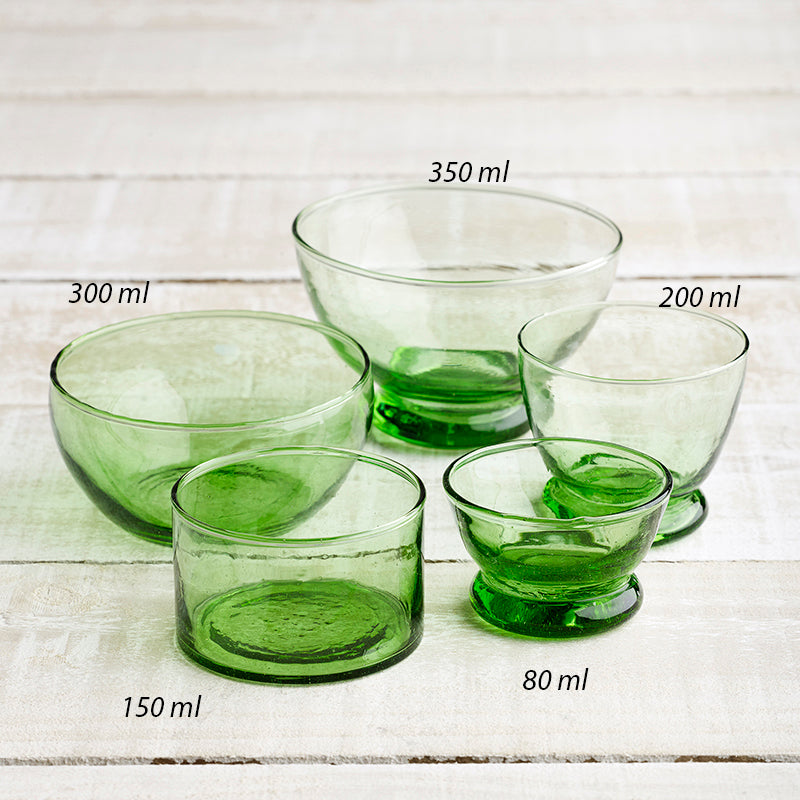 Glass bowls green hand made 