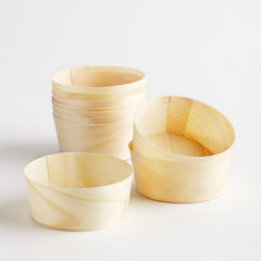 Disposable shallow wooden cup