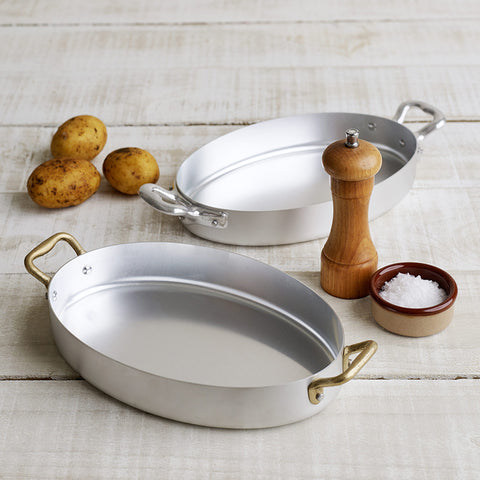 Ottinetti Oval Gratin with Brass Handles - 2 sizes - lid sold separately