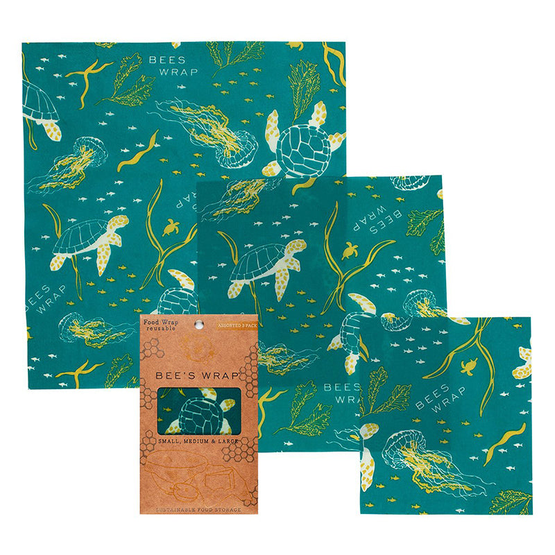 Bees Wrap Oceans Print small, medium, large in one pack 