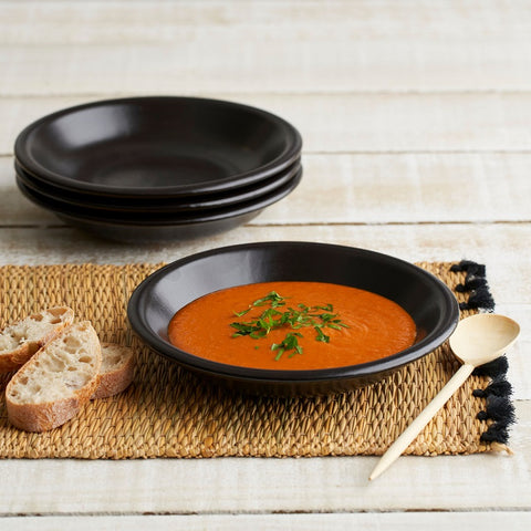 Spanish Terracotta Black Flat Soup/Pasta Bowl