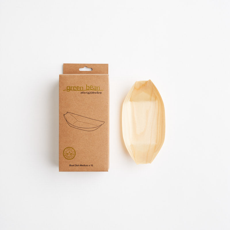 BambooMN Wood Boat Plates - 5.25"x3"x1", Pack Of 1,000, Pine Wood For Appetizers & Desserts